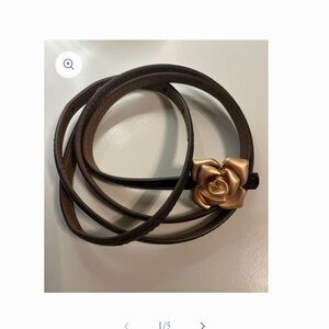 Thin Brown Belt with rose “buckle”